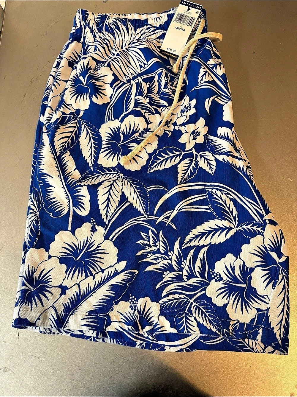 Polo Ralph Lauren Swim Trunk Floral Swim Trunks Blue & Cream NWT